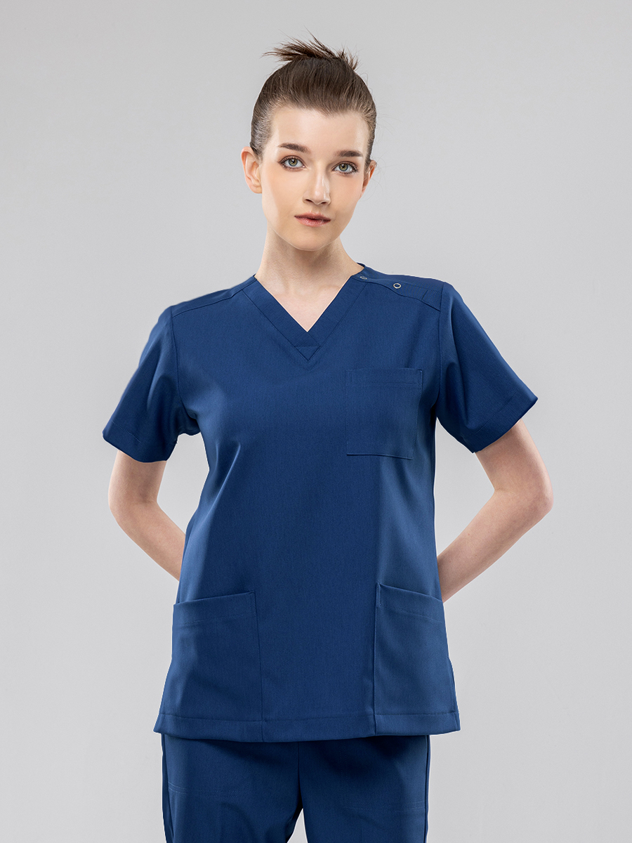 【 AB719-B7 】男女通用-刷手上衣-AB柔挺布-蔚海藍