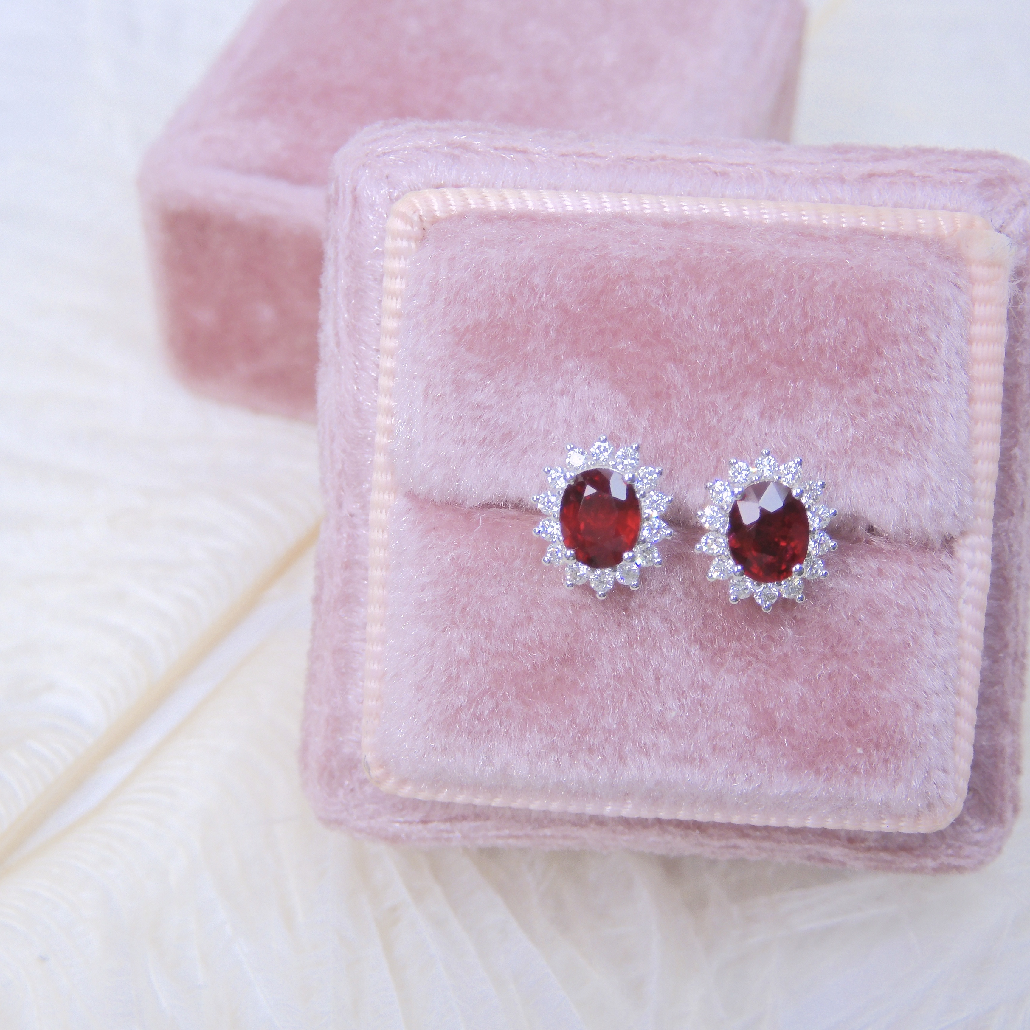 18K金 0.93ct 紅寶石耳釘