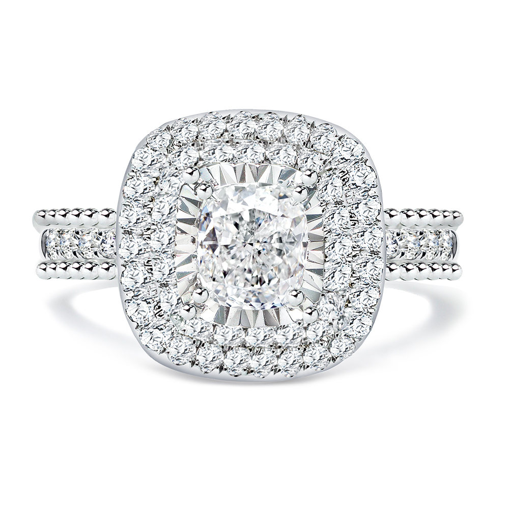 一克拉18K金滿鑽富麗鑽石戒指