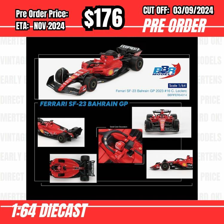 PO-$176 * BBR * 1:64 Ferrari SF23 #16 C. Leclerc 2023 Bahrain GP [OD21/08]