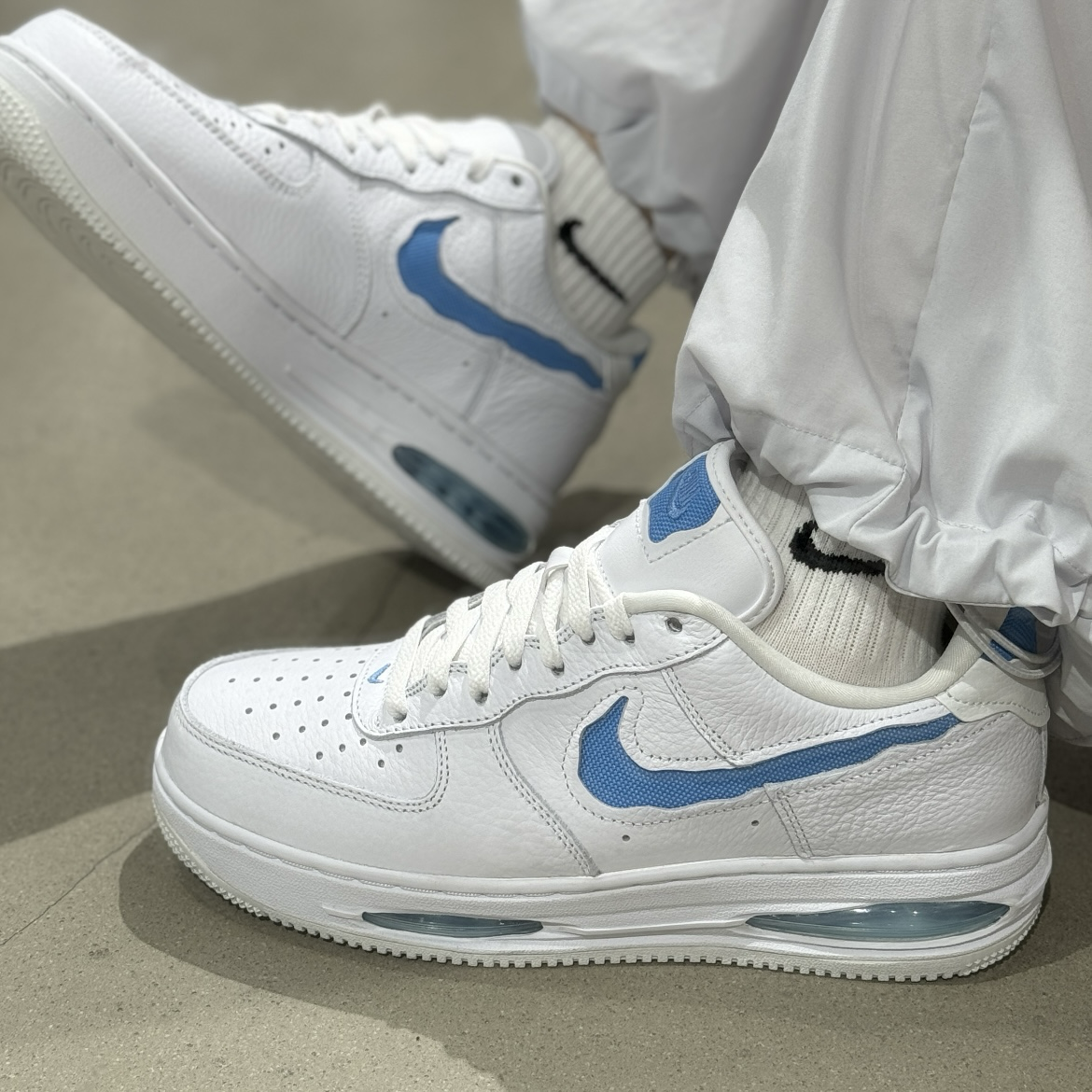 Nike Air Force 1 Low Evo White University Blue 藍白 撕裂勾 特殊版 氣墊 AF1 運動鞋 低筒休閒鞋