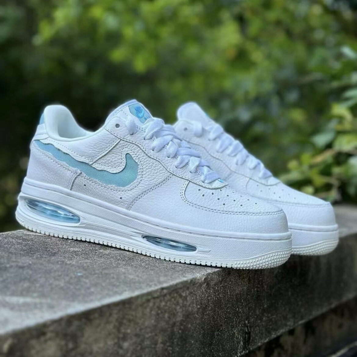 Nike Air Force 1 Low Evo White University Blue 藍白 撕裂勾 特殊版 氣墊 AF1 運動鞋 低筒休閒鞋