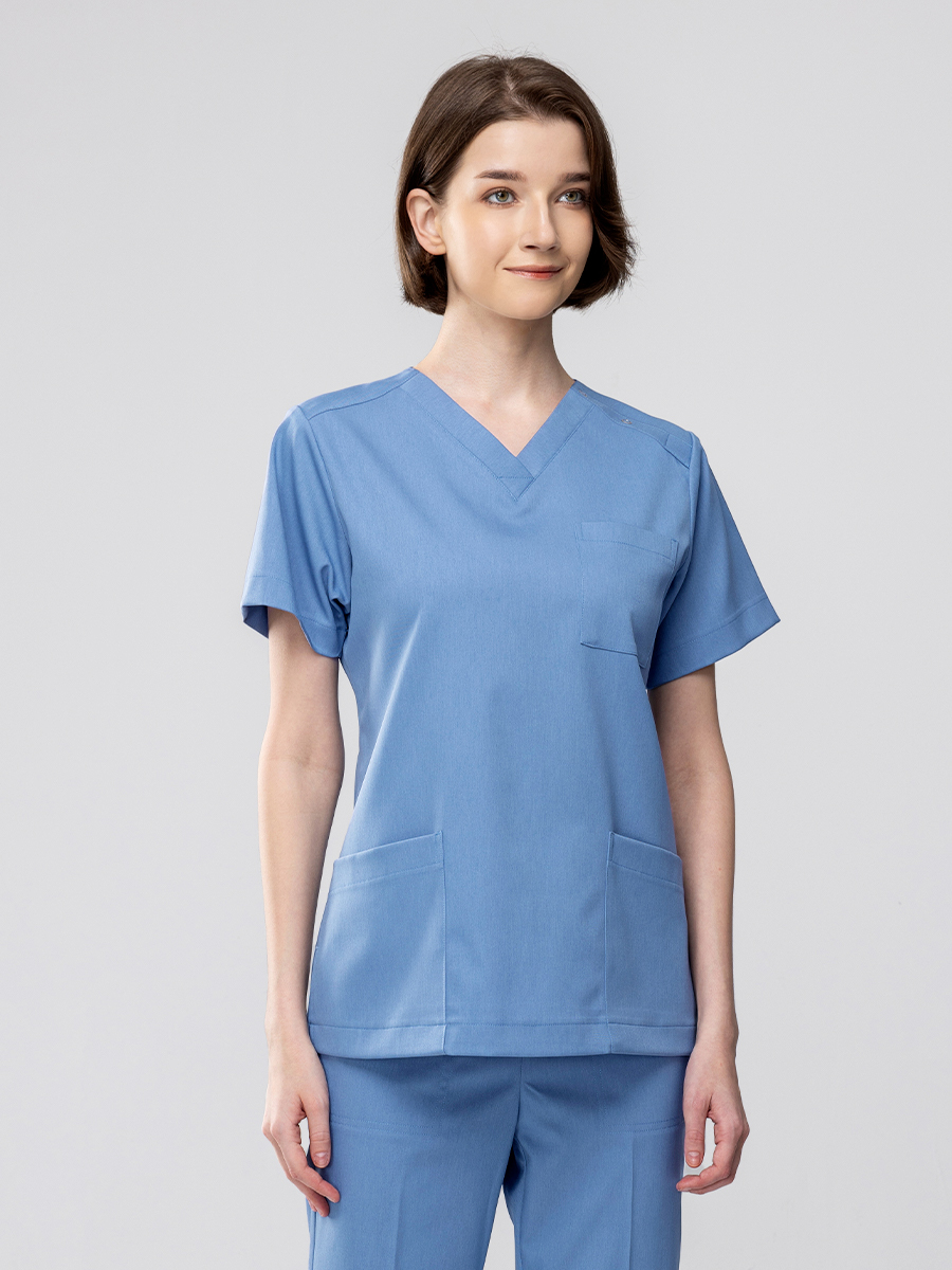 【 AB719-B5 】男女通用-刷手上衣-AB柔挺布-北歐藍