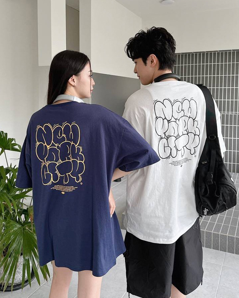 NEW YORK CITY 泡泡簍空字母短Tee
