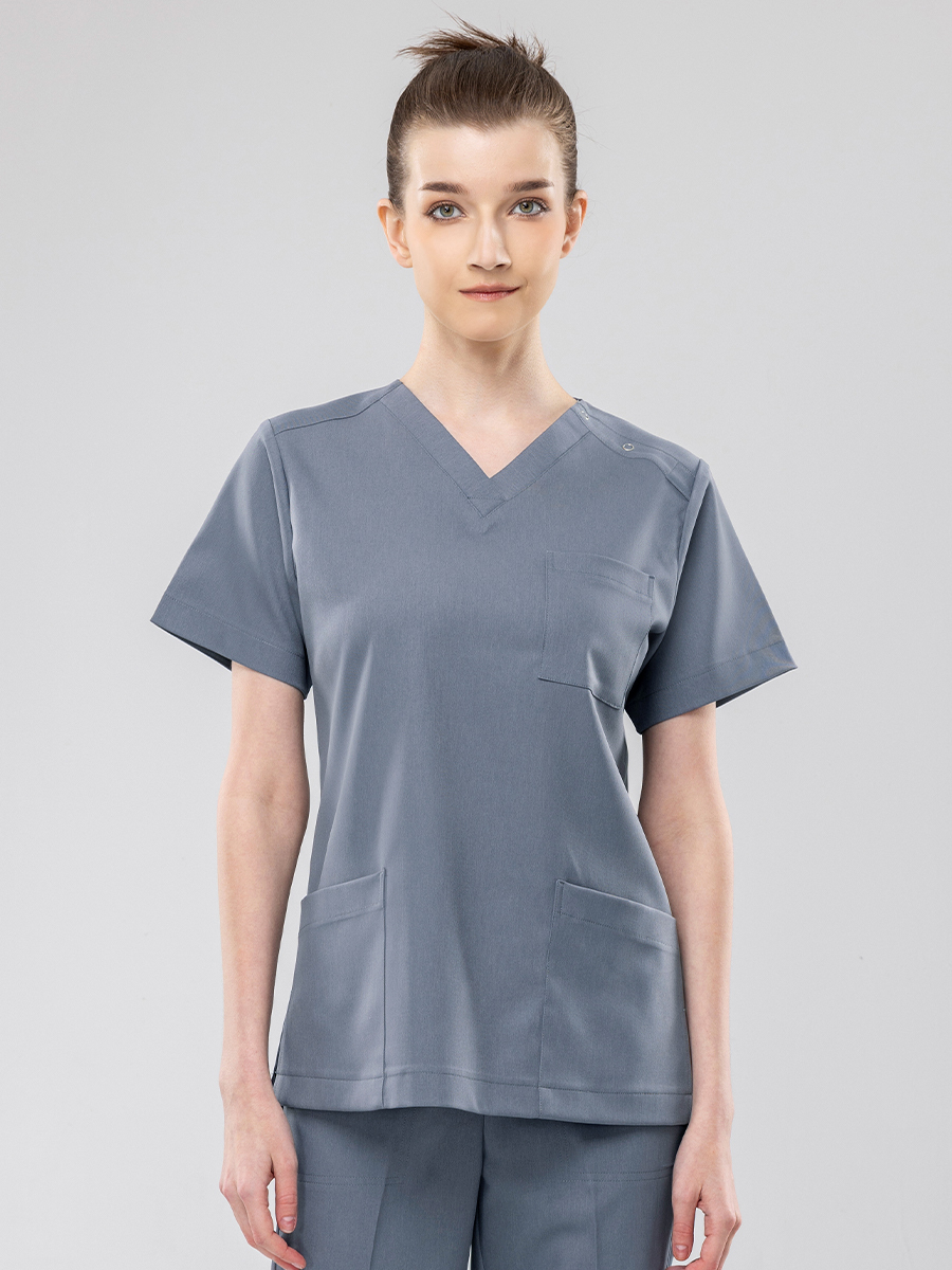 【 AB719-W3 】男女通用-刷手上衣-AB柔挺布-蓋亞灰