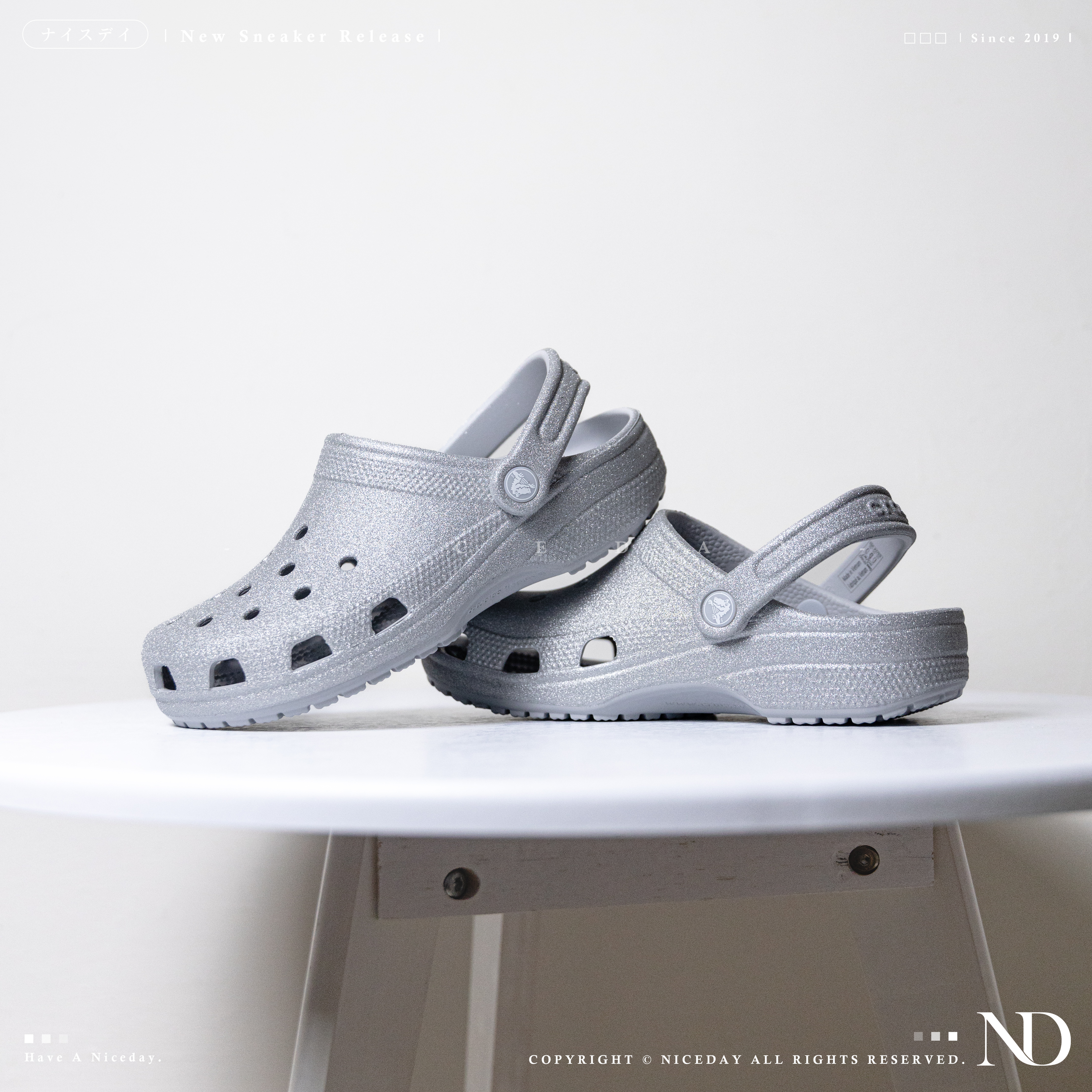 NICEDAY 現貨 Crocs 卡駱馳  滿天星 經典 洞洞鞋 閃亮 Y2K 亮粉 亮銀 205942-0IC