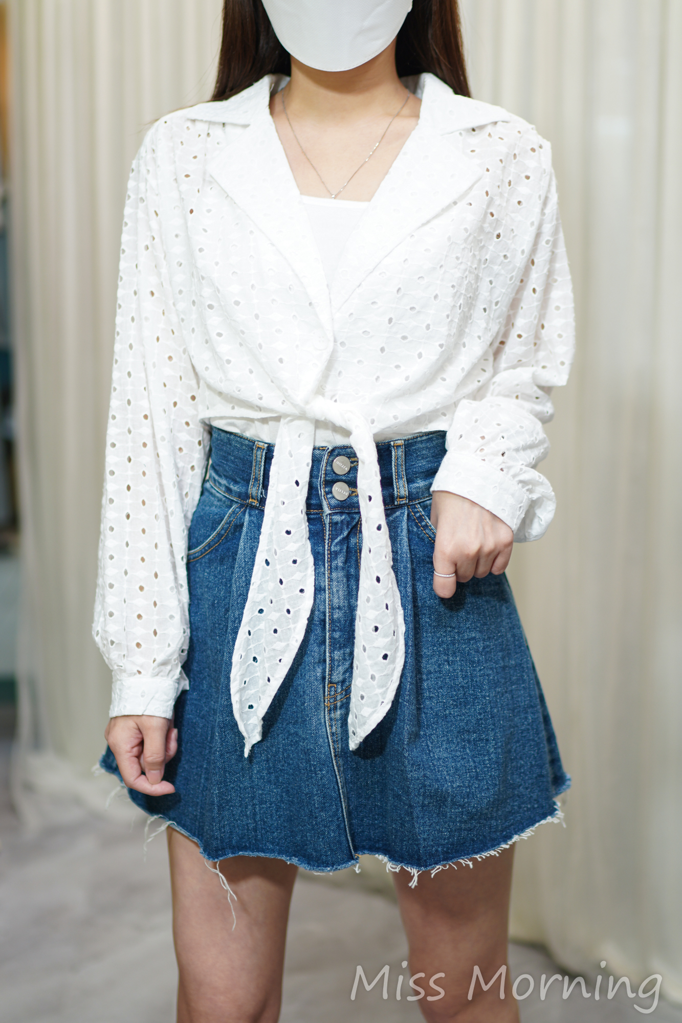 全通花個性束束外套(14079)&極美A cut牛仔裙(33791)