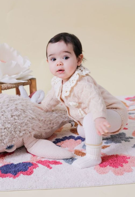 預購𓂃LOUISEMISHA│Myosette Rompers立體花朵針織包屁衣．Blush