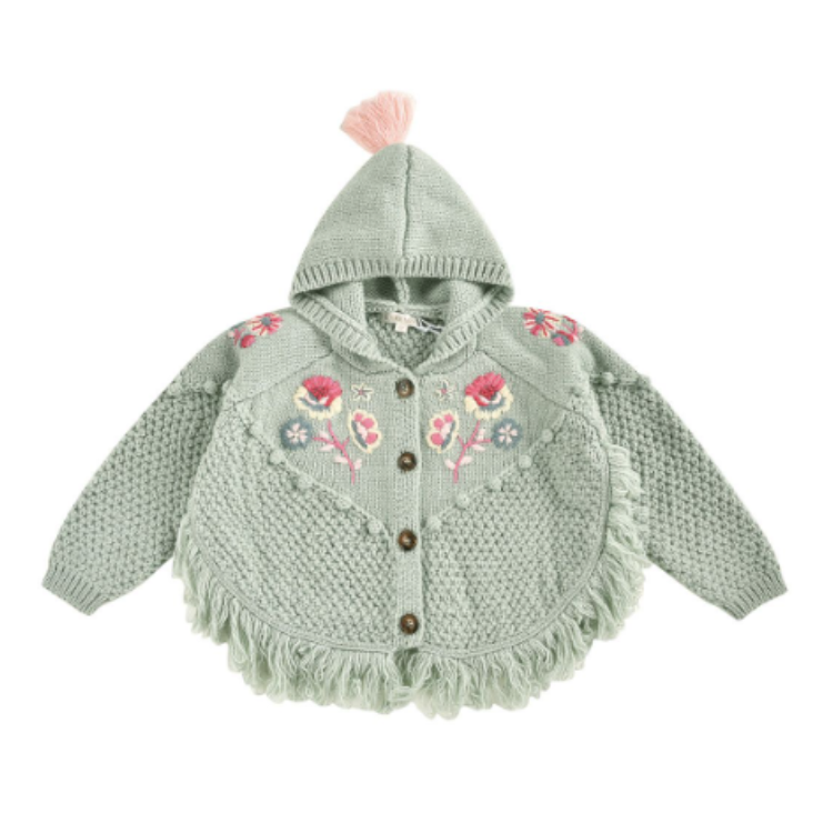 預購𓂃LOUISEMISHA│Clara Cape經典連帽刺繡斗篷．Sauge