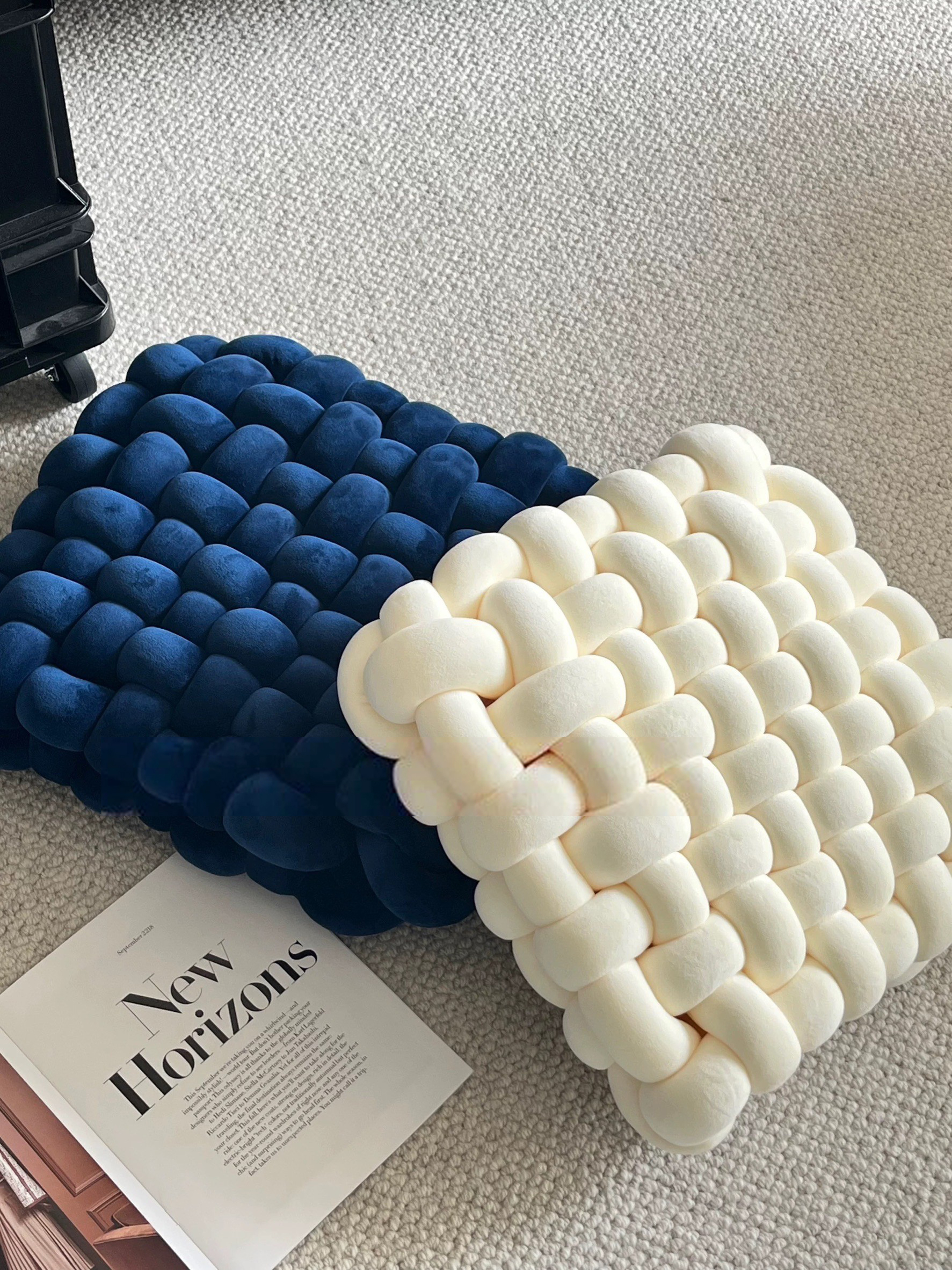 立體厚片編織感方形靠枕坐墊擺件 / 7色