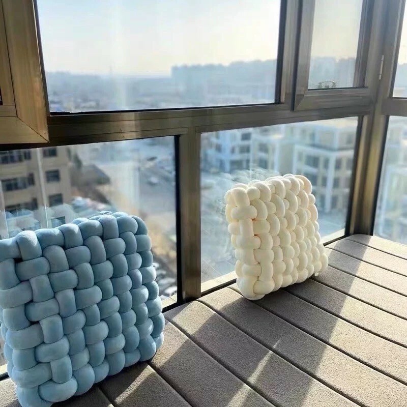 立體厚片編織感方形靠枕坐墊擺件 / 7色