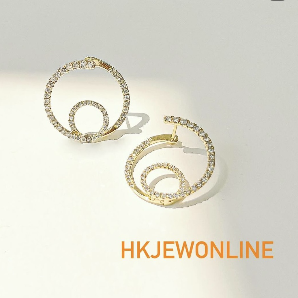 18K yellow gold diamond magic circle earrings