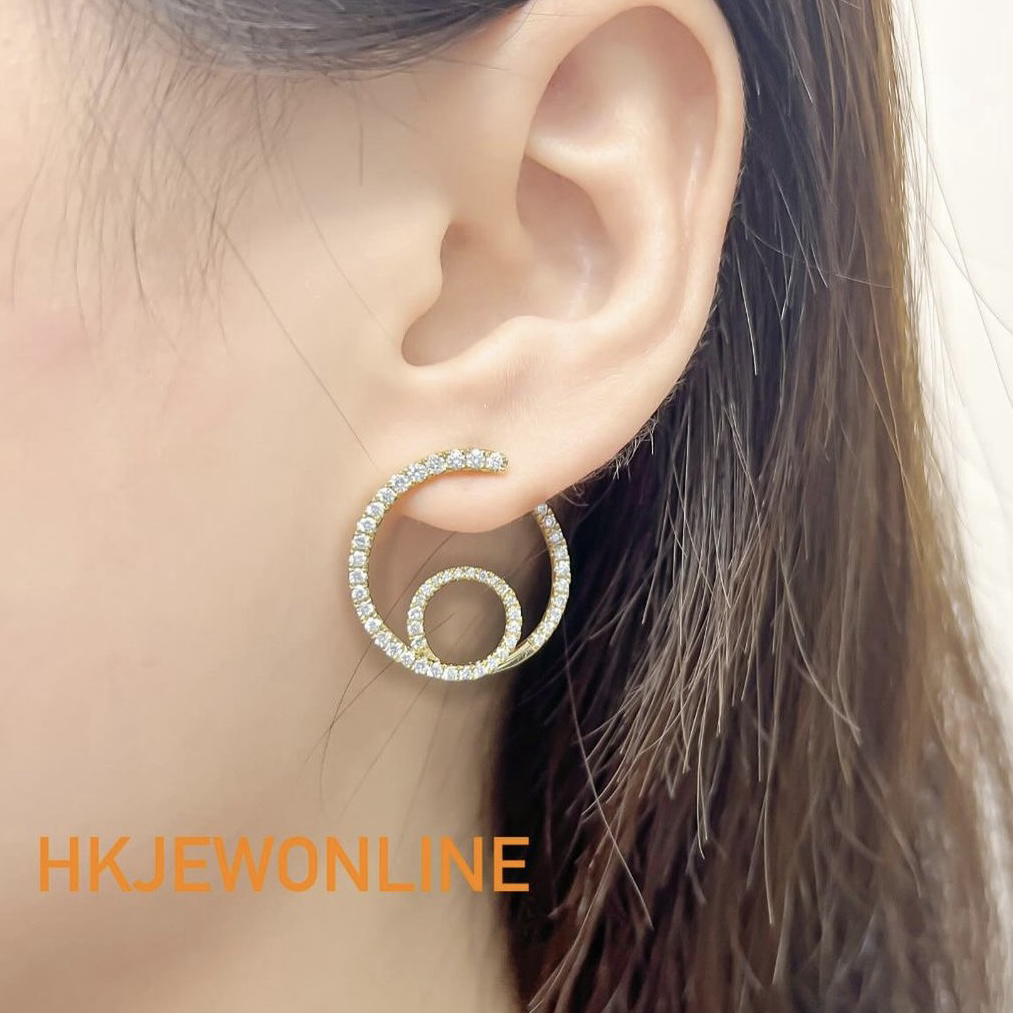 18K yellow gold diamond magic circle earrings