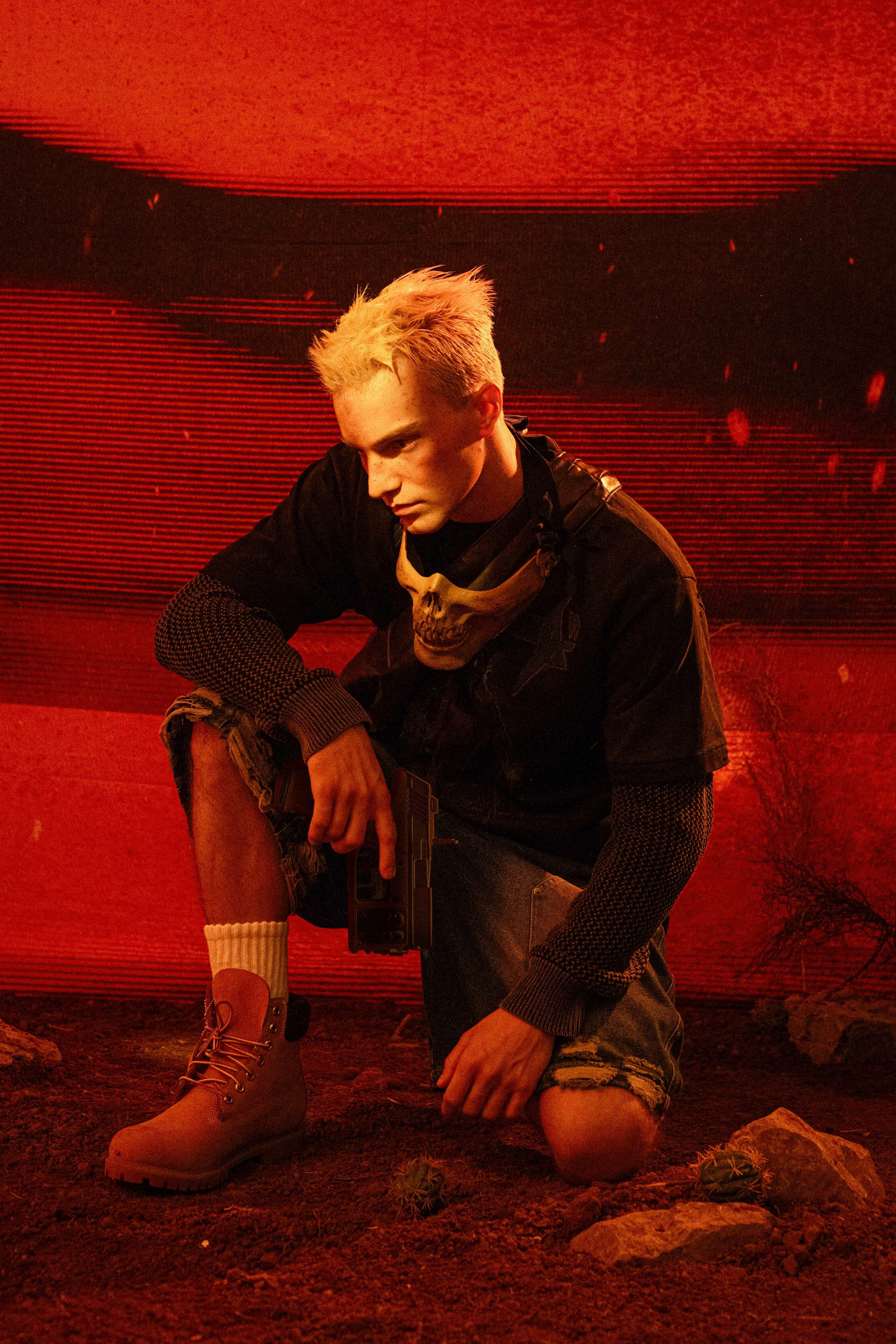 SIMON PUNK Project-004 油汙 戰損 補丁 牛仔 短褲