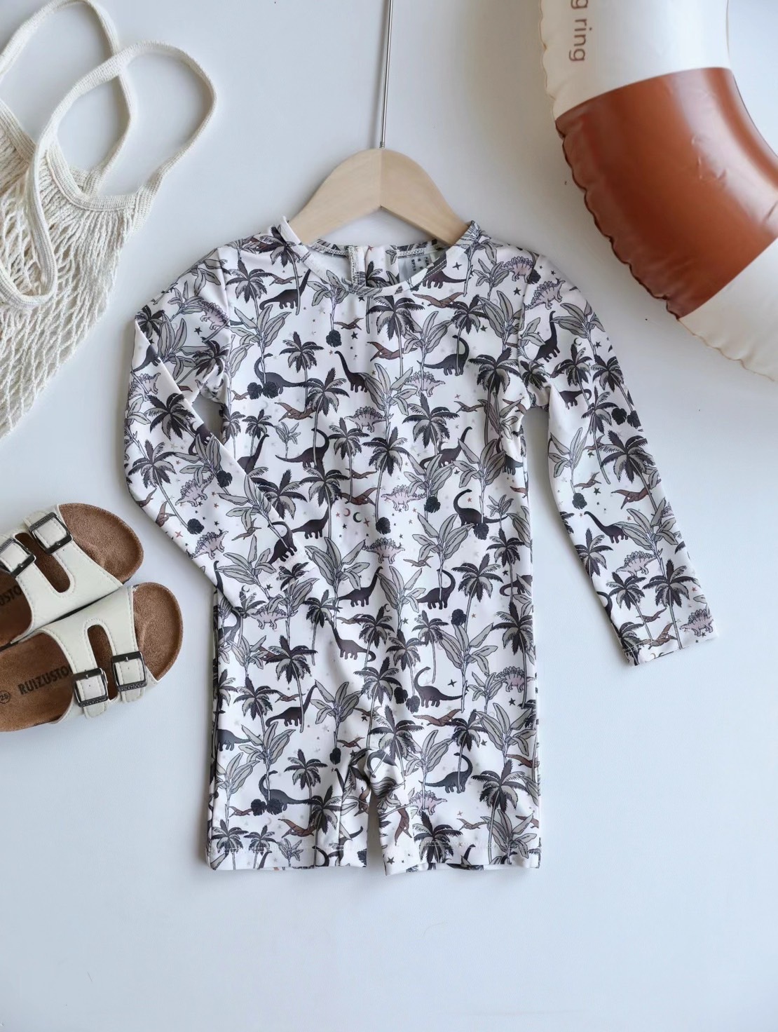 長袖連身泳裝-恐龍