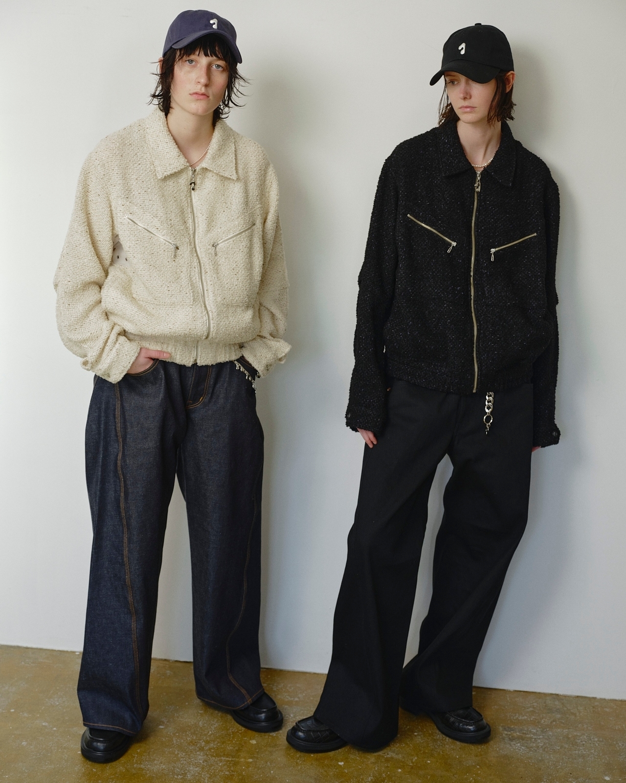 JieDa - TWEED ZIP SHIRT / ECRU