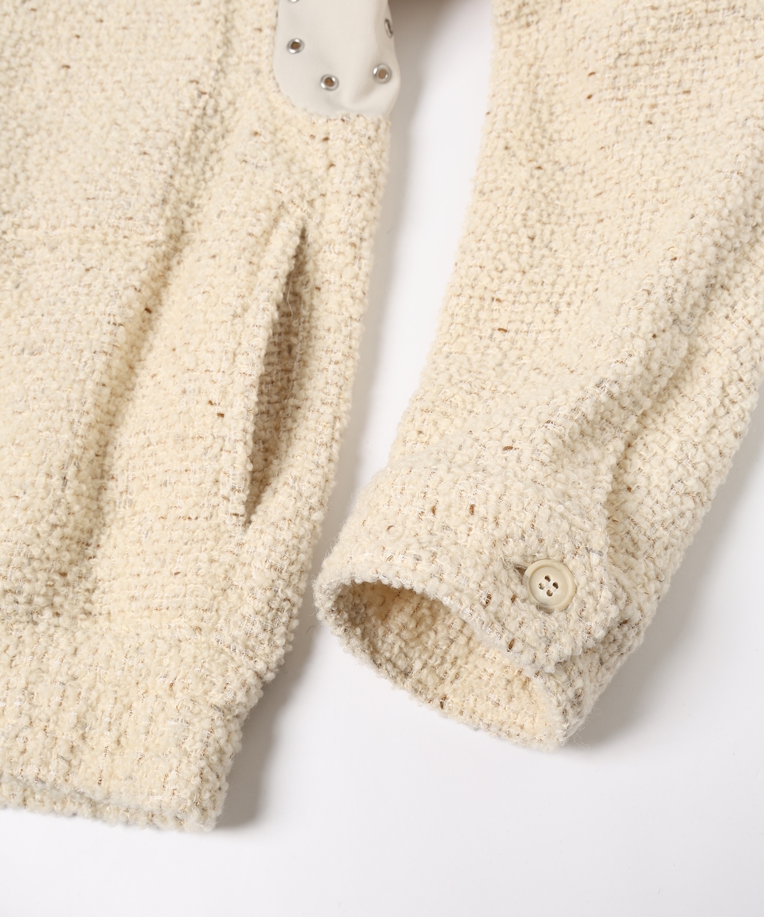 JieDa - TWEED ZIP SHIRT / ECRU