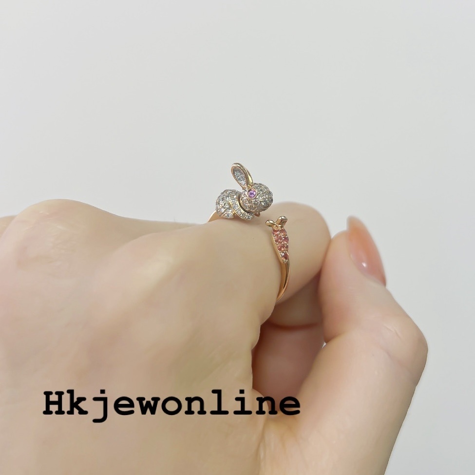 18K red gold Diamond rabbit Ring
