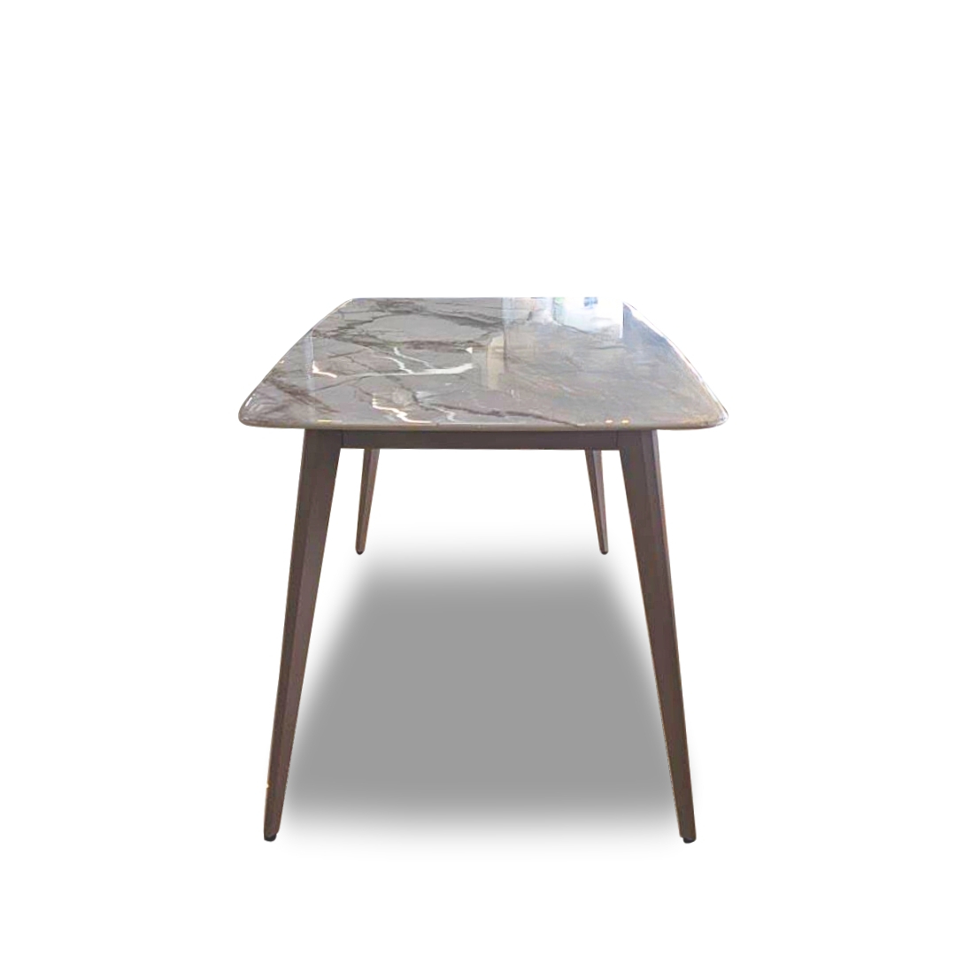 朵莉 | 雕篆白天然石 | 長方圓角餐桌