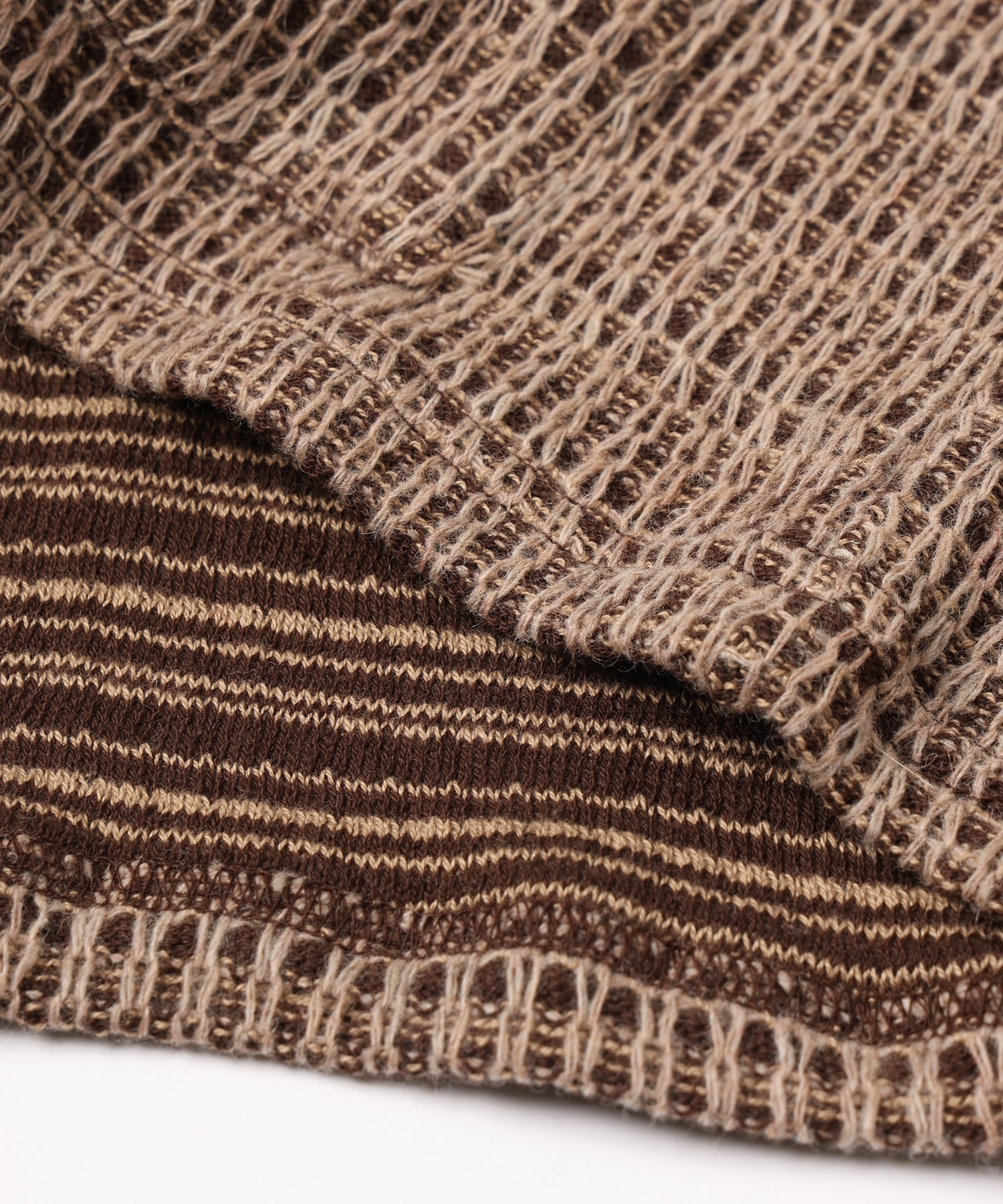 JieDa - CHAIN STITCH KNIT ZIP CARDIGAN / BEIGE x BROWN
