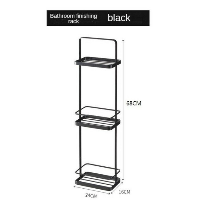 Hot push shampoo rack bathroom rack multi-layer bathroom living room drainage storage rack modern simple floor-standing dustproof (black)