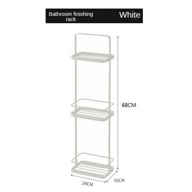 Hot push shampoo rack bathroom rack multi-layer bathroom living room drainage storage rack modern simple floor-standing dustproof (white)
