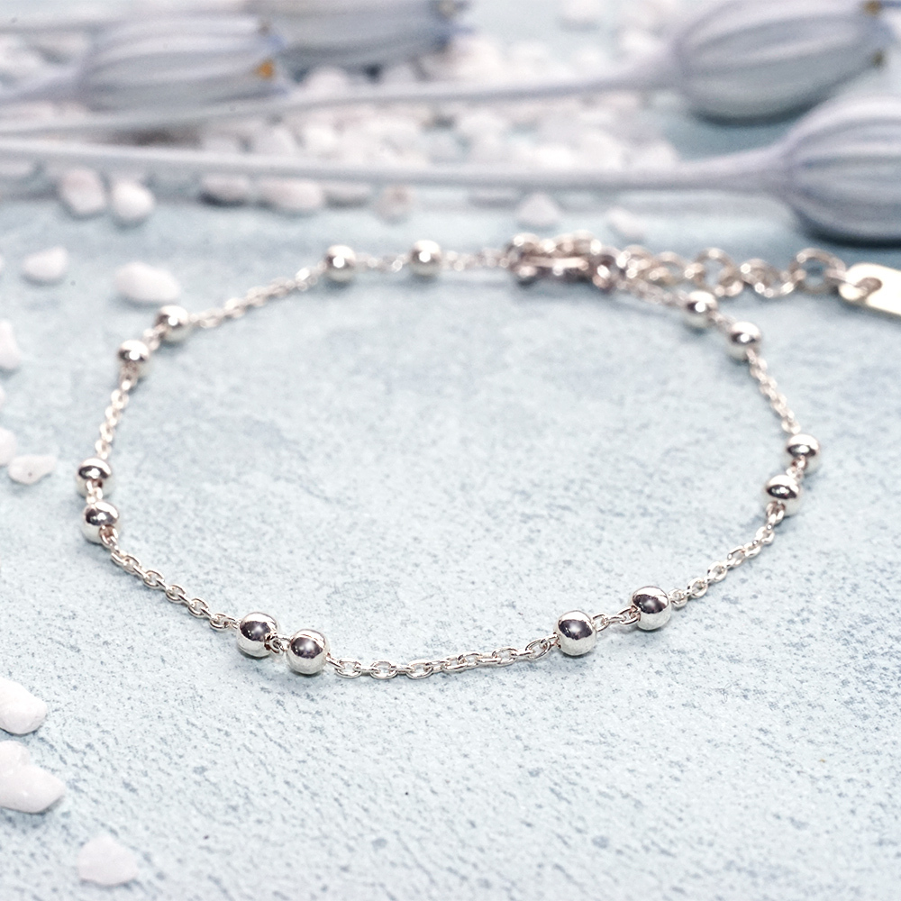 雙圓珠設計 銀珠手鍊 925純銀手鍊 女生手鍊