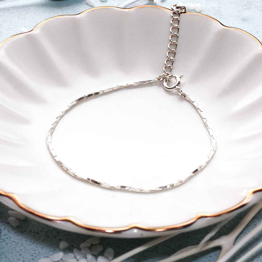 扭轉設計 方扭蛇鍊 925純銀手鍊 女生手鍊