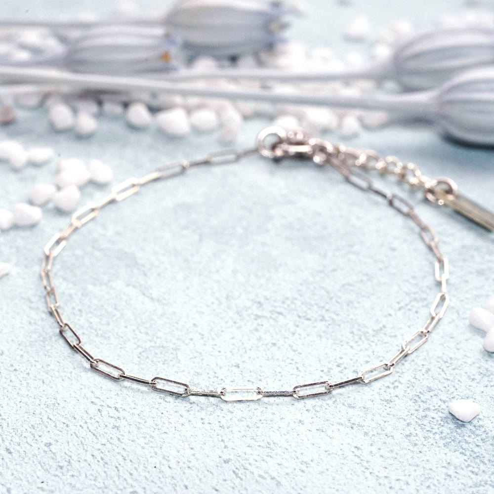 長方小圈圈 極細手鍊 925純銀手鍊 女生手鍊