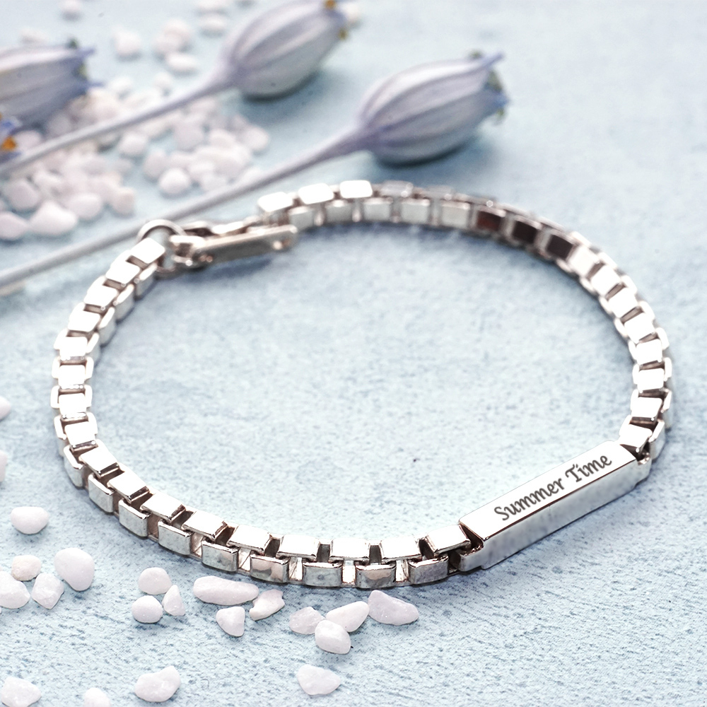 誓約手鍊 寬版 925純銀刻字手鍊  客製化訂製