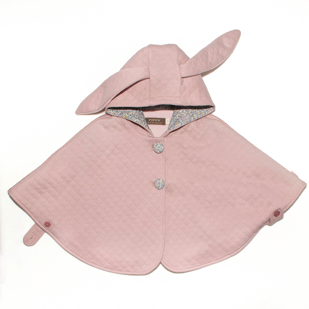 PIPPY 萌萌兔耳造型連帽斗蓬 粉