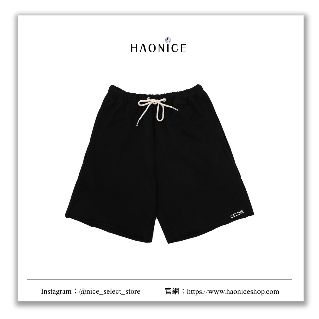 【NICE 歐美日韓代購】24SS CELINE 新款🔥經典刺繡logo毛邊休閒短褲 五分褲 棉褲 破壞