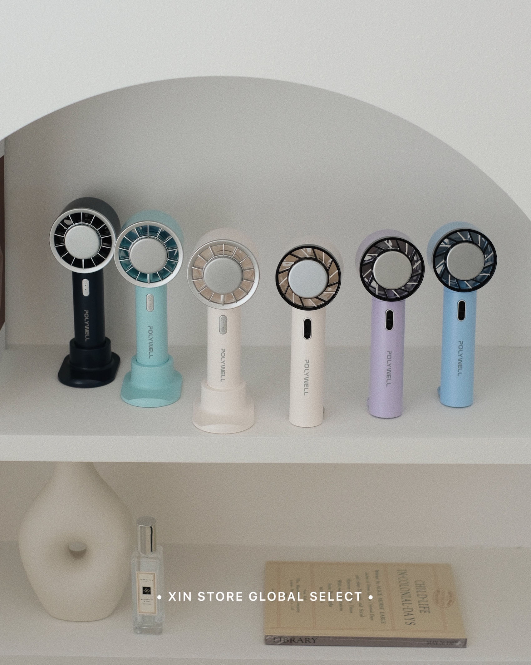 <夏日外出神器>Polywell  手持 冰敷 隨身 風扇 電風扇 製冷 3段風速 掛鉤 底座 三色