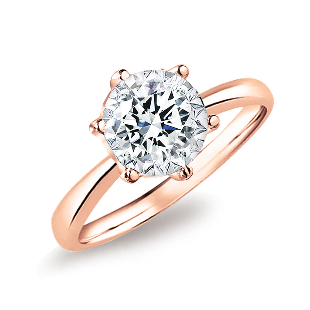 一克拉18K金玫瑰金永恆鑽石戒指