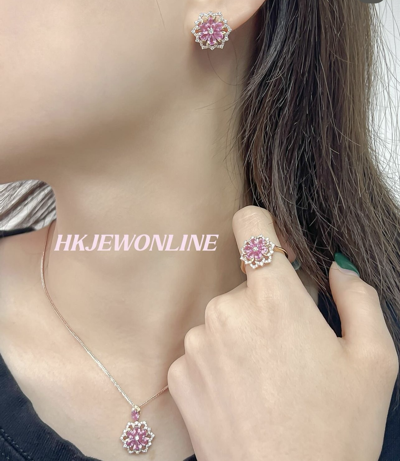 18k Pink Sapphire Flowers Collection