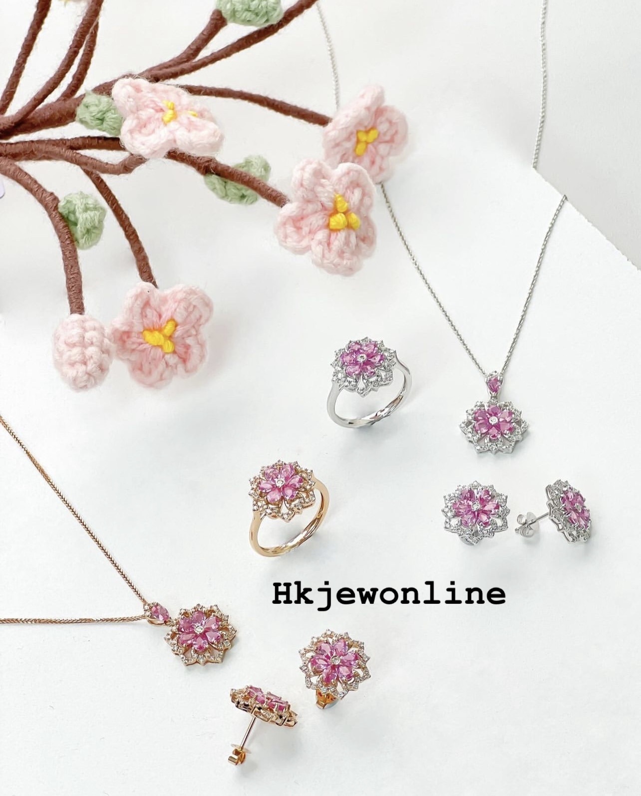 18k Pink Sapphire Flowers Collection