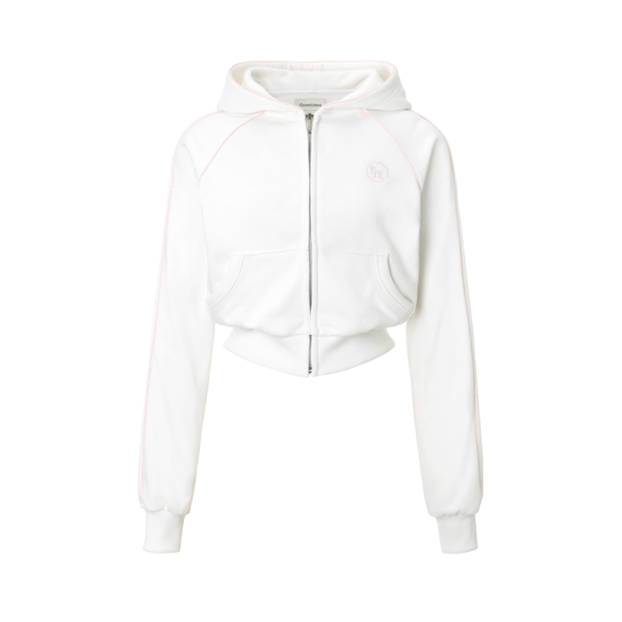 [threetimes] PIPING CROP HOODIE