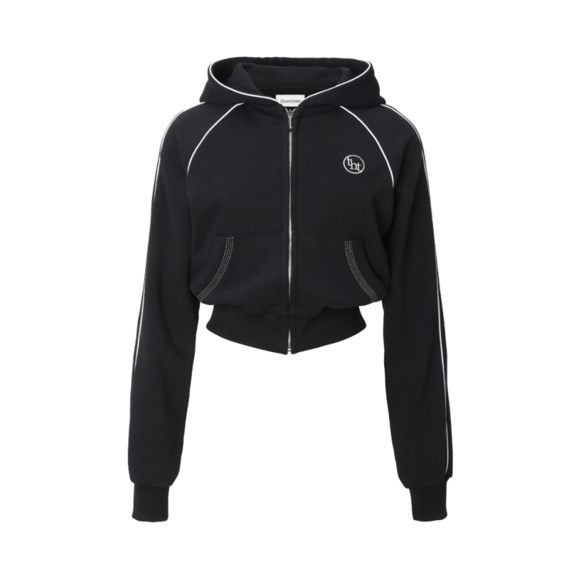 [threetimes] PIPING CROP HOODIE