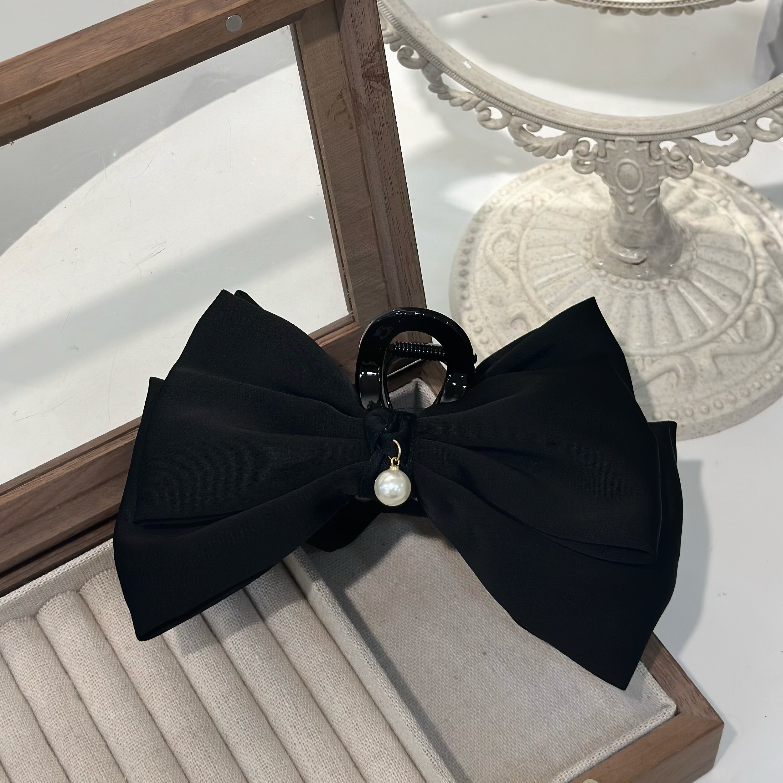 G59珍珠素面蝴蝶結鯊魚夾