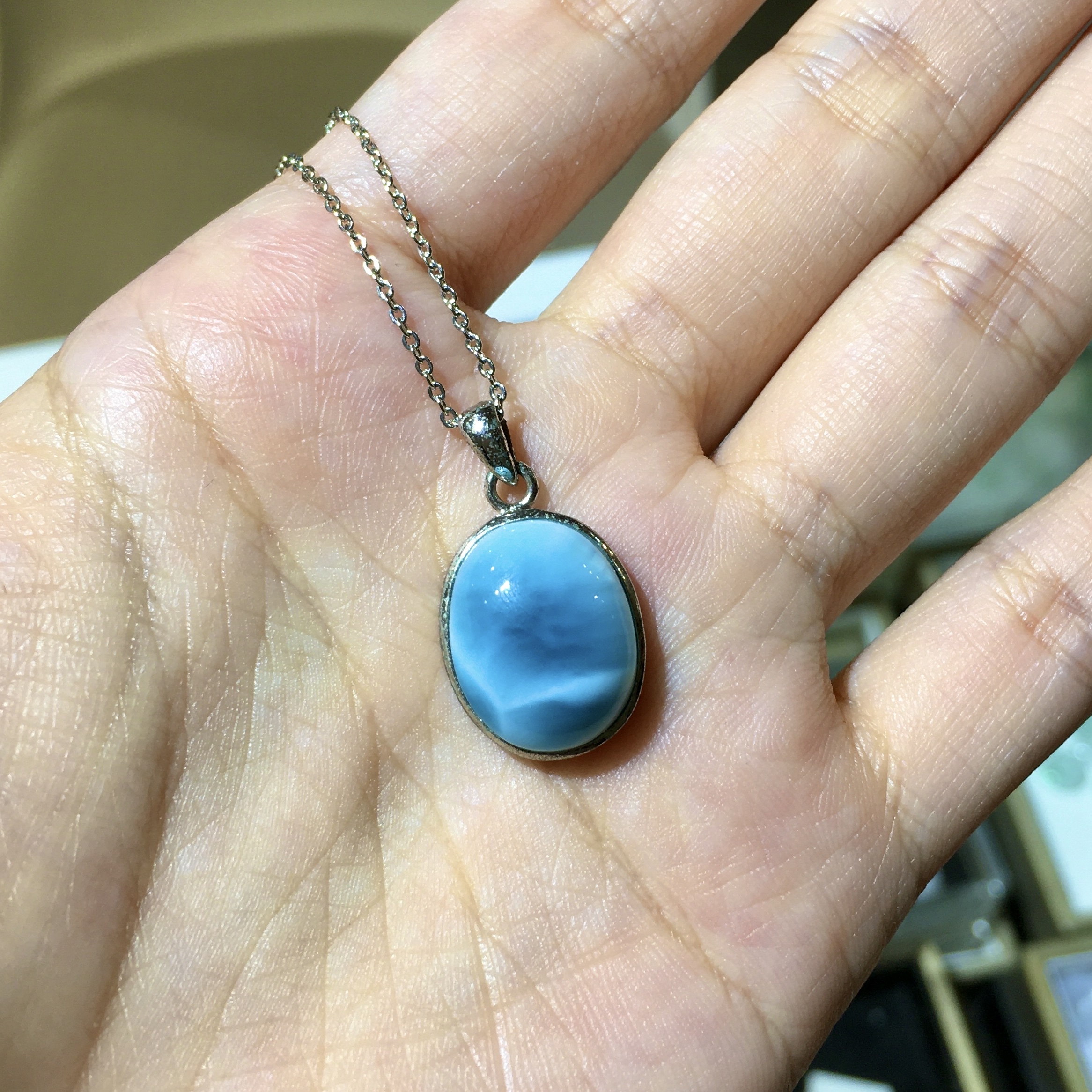 拉利瑪純銀吊墜配合金銀鏈(2)