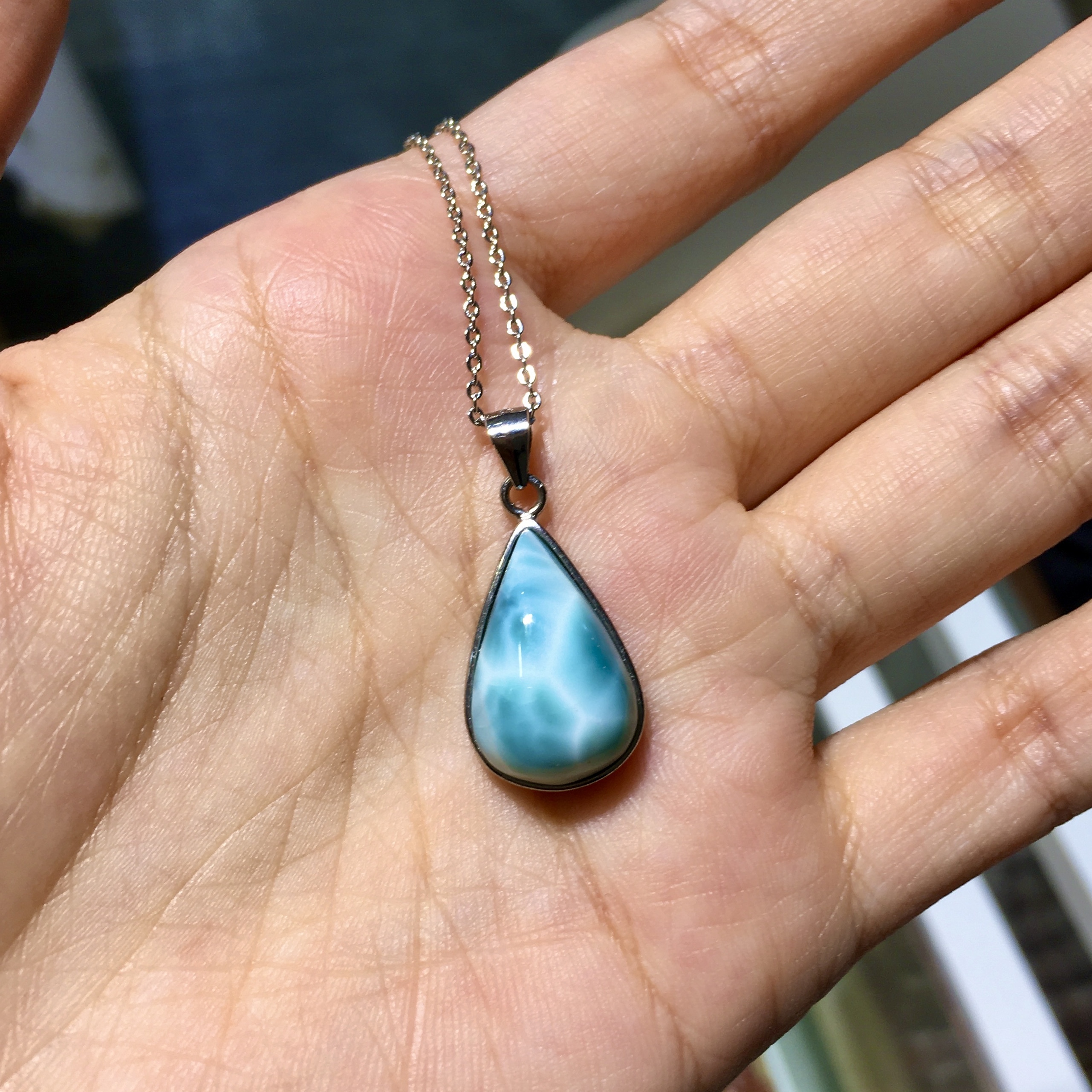 拉利瑪純銀吊墜配合金銀鏈(5)