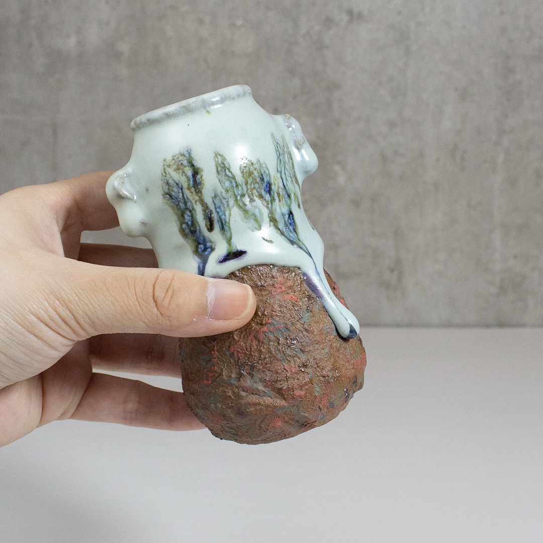 汝青飄墨半釉花瓶