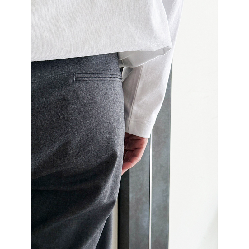 ATON Wool Tropical Tapered Easy Pants Top Gray