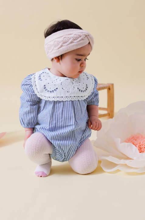 預購𓂃LOUISEMISHA│Ilaria Rompers復古翻領格紋包屁衣．Blue Sonnet Vichy