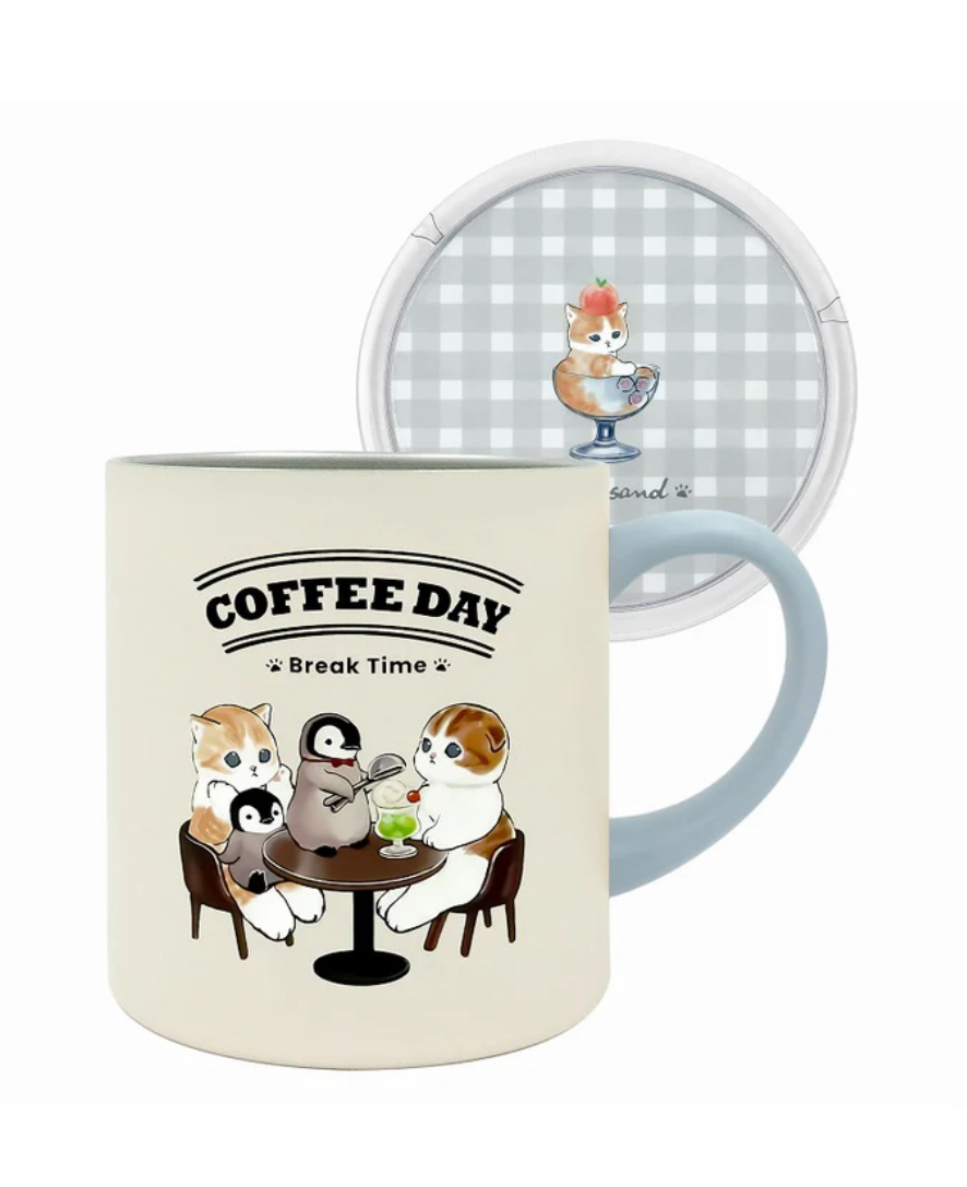 日本限定 mofusand 帶蓋400毫升 杯子