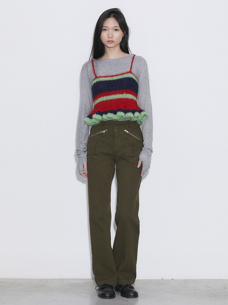 Banana Twist Top-Grey Marl