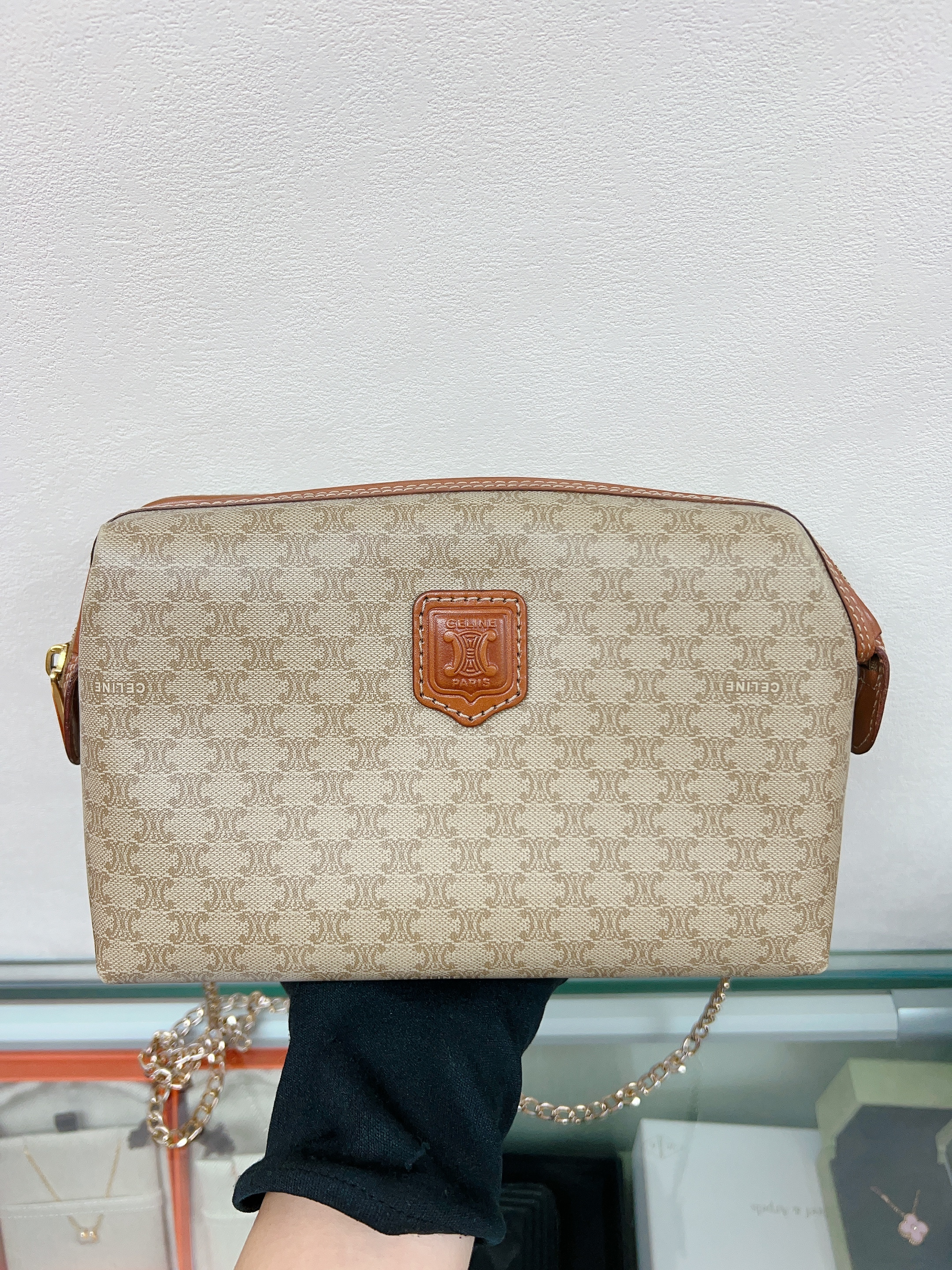 Celine vintage macadam pouch beige