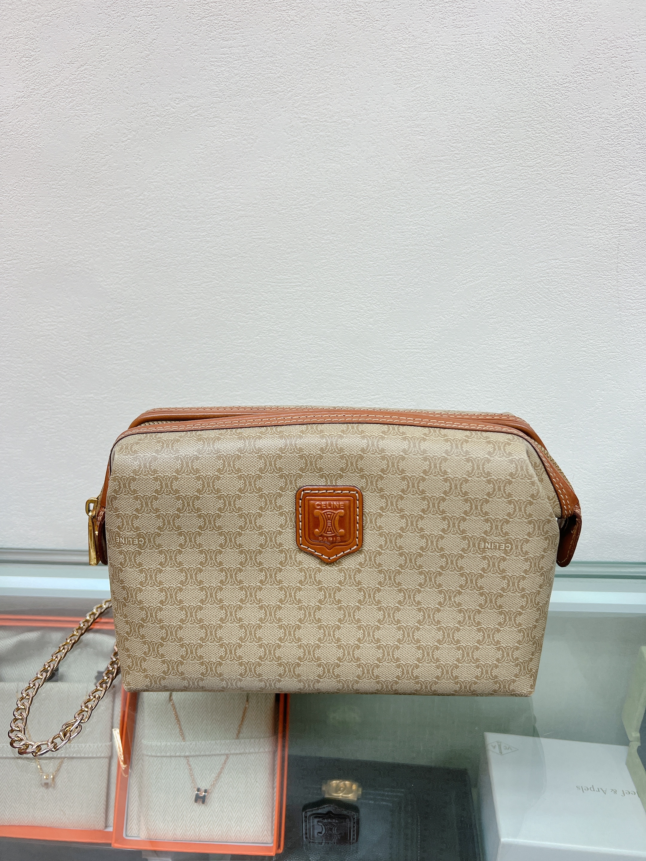 Celine vintage macadam pouch beige