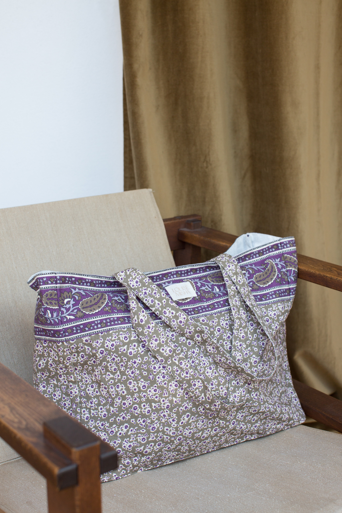 預購𓂃LOUISEMISHA│Beverly Tote Bag手提購物袋．Khaki Freesia Dreams