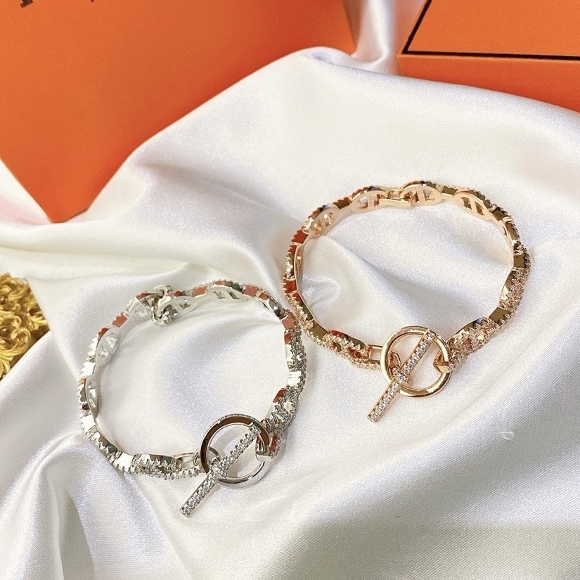 18k H”豬鼻滿鑽定製OT半鐲半鍊